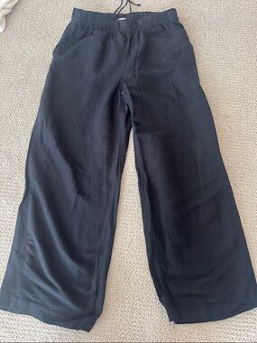 H&M Black Wide-Leg Linen Pants